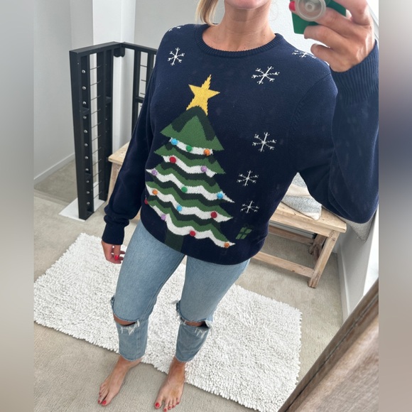 Route 66 Men’s Navy Festive Christmas Tree Holiday Ugly Sweater Party Winter M - Picture 5 of 11
